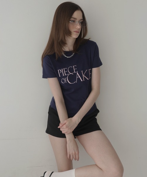 Mili affinity(ミリアフィニティー)の「刺繍ロゴTシャツ(Tシャツ/カットソー・レディース・杢グレー/オフホワイト/ブラック/ネイビー/ピンク・FREE)」の20枚目の写真