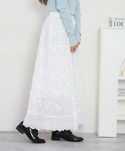 RME.(アールエムイー)の「フラワー刺繍レースロングスカート(スカート・レディース・ホワイト・FREE)」の14枚目の写真