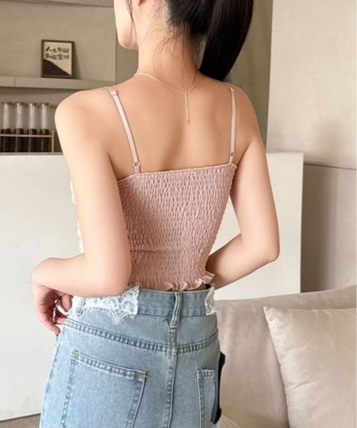 kirakiraShop(キラキラショップ)の「カップ付き チュール レース キャミソール(キャミソール・レディース・ライトイエロー/ブラック/ピンク/ホワイト・FREE)」の19枚目の写真