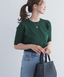 『UR TECH ひやサラクール』コットンハーフスリーブKNIT｜接触冷感/UVカット/イージーケア