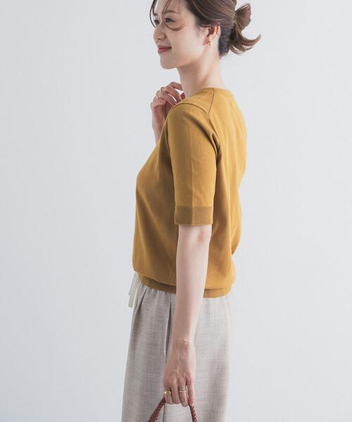 URBAN RESEARCH DOORS（アーバンリサーチドアーズ）の「『UR TECH ひやサラクール』コットンハーフスリーブKNIT（ニット/セーター・レディース・グリーン/マスタード/ネイビー/チャコールグレー・FREE）」の10枚目の写真