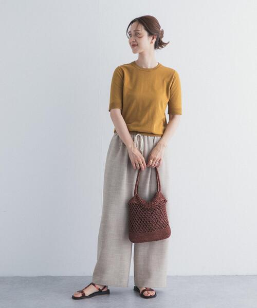 URBAN RESEARCH DOORS（アーバンリサーチドアーズ）の「『UR TECH ひやサラクール』コットンハーフスリーブKNIT（ニット/セーター・レディース・グリーン/マスタード/ネイビー/チャコールグレー・FREE）」の11枚目の写真