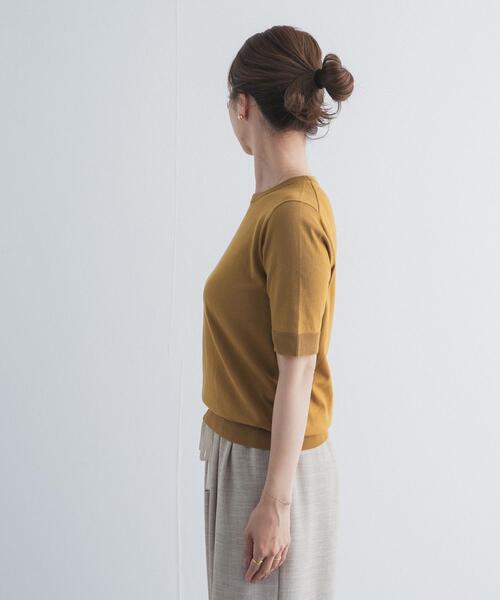 URBAN RESEARCH DOORS（アーバンリサーチドアーズ）の「『UR TECH ひやサラクール』コットンハーフスリーブKNIT（ニット/セーター・レディース・グリーン/マスタード/ネイビー/チャコールグレー・FREE）」の13枚目の写真