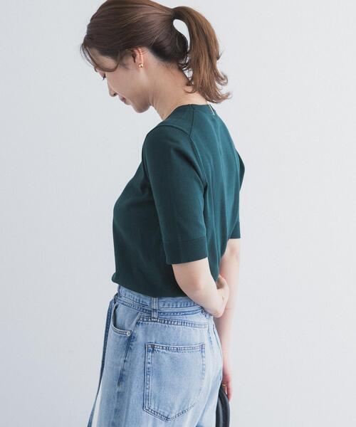 URBAN RESEARCH DOORS（アーバンリサーチドアーズ）の「『UR TECH ひやサラクール』コットンハーフスリーブKNIT（ニット/セーター・レディース・グリーン/マスタード/ネイビー/チャコールグレー・FREE）」の18枚目の写真
