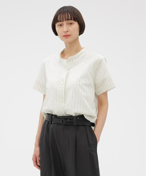 セール】COTTON SILK GRAPHIC STRIPE（シャツ/ブラウス）｜MARGARET
