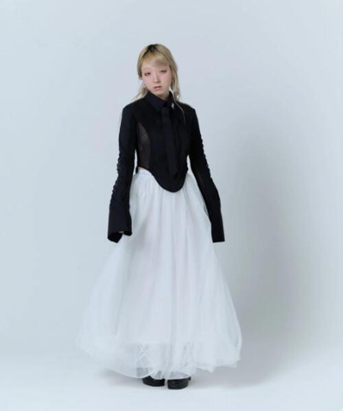 neith.(ネイス)の「neith./ネイス/Tulle Bare Dress(ドレス・レディース・ブラック/ピンク/ホワイト・F)」の6枚目の写真