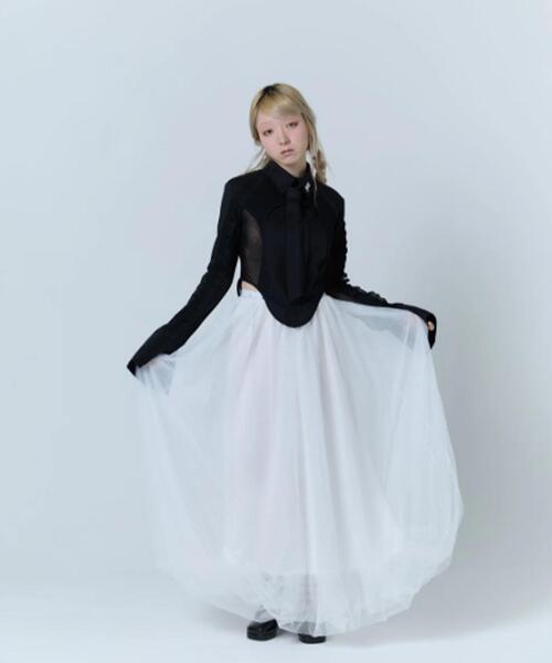 neith.(ネイス)の「neith./ネイス/Tulle Bare Dress(ドレス・レディース・ブラック/ピンク/ホワイト・F)」の8枚目の写真