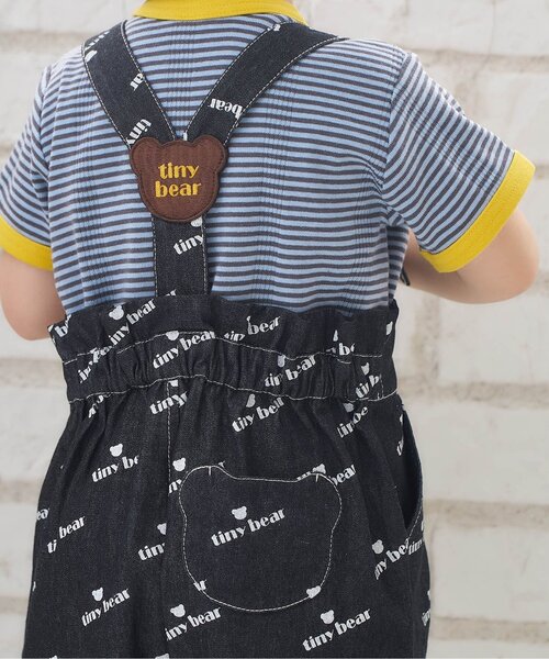 apres les cours(アプレレクール)の「tiny bearサスペンダー付きパンツ(デニムパンツ・キッズ・ブラック・120/110/100/90/80)」の2枚目の写真