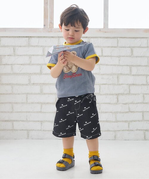 apres les cours(アプレレクール)の「tiny bearサスペンダー付きパンツ(デニムパンツ・キッズ・ブラック・120/110/100/90/80)」の3枚目の写真