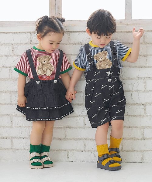 apres les cours(アプレレクール)の「tiny bearサスペンダー付きパンツ(デニムパンツ・キッズ・ブラック・120/110/100/90/80)」の4枚目の写真
