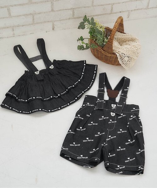 apres les cours(アプレレクール)の「tiny bearサスペンダー付きパンツ(デニムパンツ・キッズ・ブラック・120/110/100/90/80)」の5枚目の写真