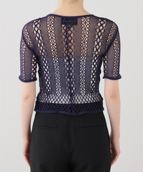 EDIT. FOR LULU(エディットフォールル)の「【EUCHRONIA/ユークロニア】Stretch lace short sleeve tee(ニット/セーター・レディース・ネイビー・FREE)」の10枚目の写真