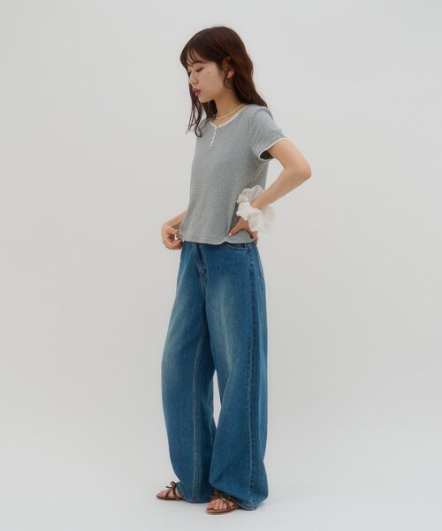 DISCOAT（ディスコート）の「【umm.】ピコレースヘンリープルオーバー（Tシャツ/カットソー・レディース・グレー/サックスブルー/ベビーピンク/レモンイエロー・FREE）」の8枚目の写真