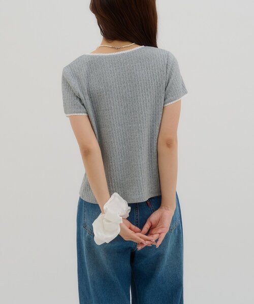 DISCOAT（ディスコート）の「【umm.】ピコレースヘンリープルオーバー（Tシャツ/カットソー・レディース・グレー/サックスブルー/ベビーピンク/レモンイエロー・FREE）」の11枚目の写真
