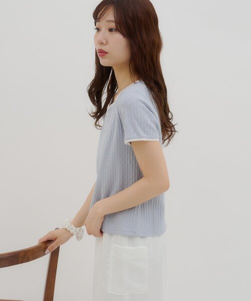DISCOAT（ディスコート）の「【umm.】ピコレースヘンリープルオーバー（Tシャツ/カットソー・レディース・グレー/サックスブルー/ベビーピンク/レモンイエロー・FREE）」の15枚目の写真