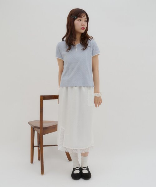 DISCOAT（ディスコート）の「【umm.】ピコレースヘンリープルオーバー（Tシャツ/カットソー・レディース・グレー/サックスブルー/ベビーピンク/レモンイエロー・FREE）」の16枚目の写真
