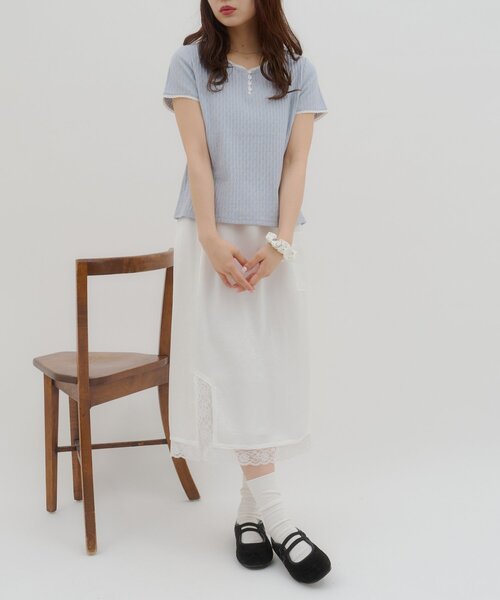 DISCOAT（ディスコート）の「【umm.】ピコレースヘンリープルオーバー（Tシャツ/カットソー・レディース・グレー/サックスブルー/ベビーピンク/レモンイエロー・FREE）」の22枚目の写真