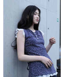 FLOWER LACE SLEEVELESS(NAVY)