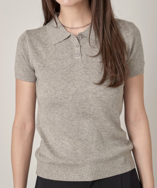 OFROOM(オフルーム)の「Minimal Knit Polo|ミニマルニットポロ(ニット/セーター・レディース・グレー/ベージュ/アイボリー・FREE)」の13枚目の写真