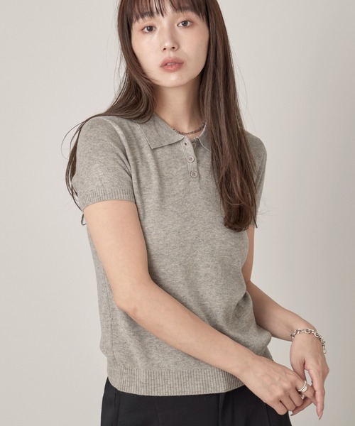 OFROOM(オフルーム)の「Minimal Knit Polo|ミニマルニットポロ(ニット/セーター・レディース・グレー/ベージュ/アイボリー・FREE)」の20枚目の写真