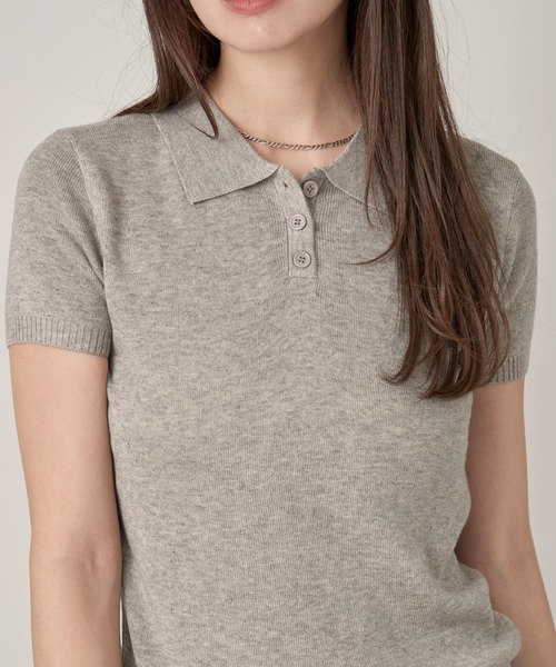 OFROOM(オフルーム)の「Minimal Knit Polo|ミニマルニットポロ(ニット/セーター・レディース・グレー/ベージュ/アイボリー・FREE)」の14枚目の写真