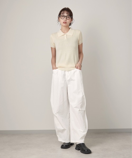 OFROOM(オフルーム)の「Minimal Knit Polo|ミニマルニットポロ(ニット/セーター・レディース・グレー/ベージュ/アイボリー・FREE)」の6枚目の写真