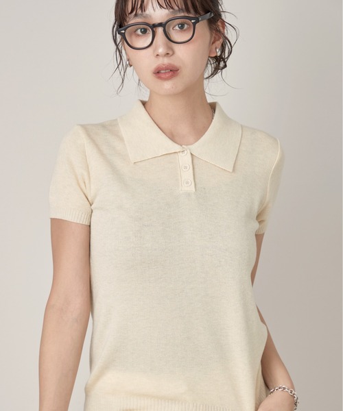 OFROOM(オフルーム)の「Minimal Knit Polo|ミニマルニットポロ(ニット/セーター・レディース・グレー/ベージュ/アイボリー・FREE)」の9枚目の写真