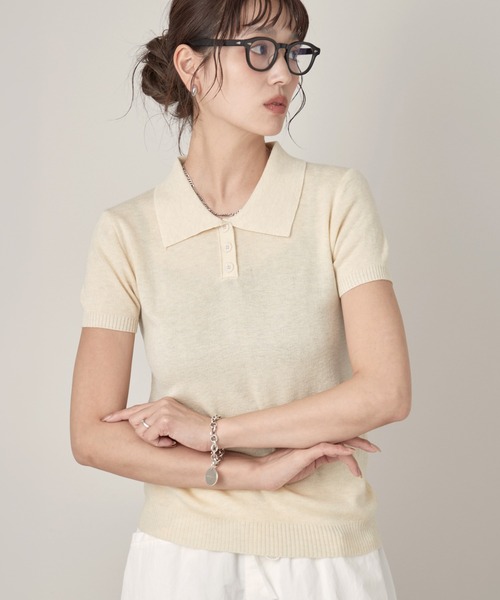 OFROOM(オフルーム)の「Minimal Knit Polo|ミニマルニットポロ(ニット/セーター・レディース・グレー/ベージュ/アイボリー・FREE)」の10枚目の写真