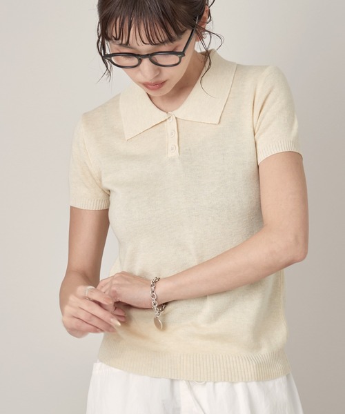 OFROOM(オフルーム)の「Minimal Knit Polo|ミニマルニットポロ(ニット/セーター・レディース・グレー/ベージュ/アイボリー・FREE)」の11枚目の写真
