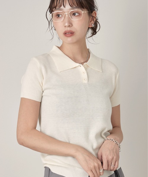 OFROOM(オフルーム)の「Minimal Knit Polo|ミニマルニットポロ(ニット/セーター・レディース・グレー/ベージュ/アイボリー・FREE)」の22枚目の写真