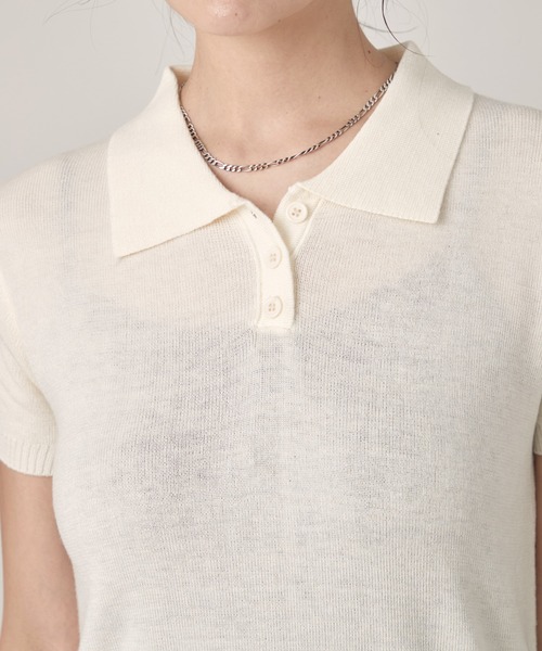 OFROOM(オフルーム)の「Minimal Knit Polo|ミニマルニットポロ(ニット/セーター・レディース・グレー/ベージュ/アイボリー・FREE)」の18枚目の写真