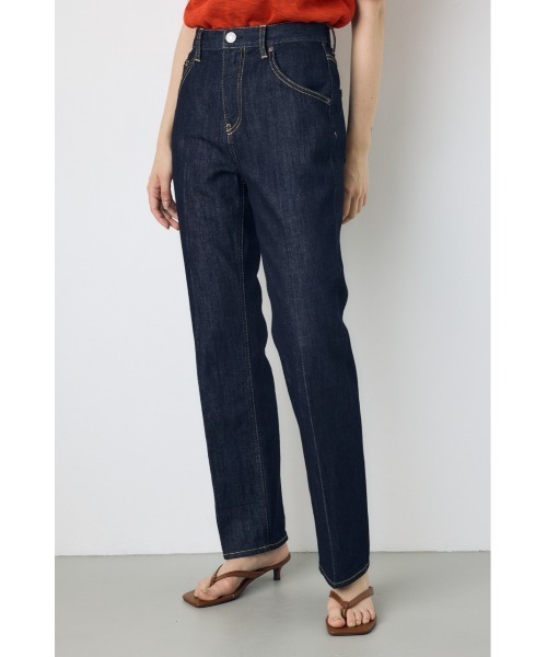 AZUL by moussy(アズールバイマウジー)の「【サイズ,身長別画像あり】AZUL DENIM センタープレスストレートデニム 体系カバー 美脚 細見え 足長(デニムパンツ・レディース・ブルー/ワンウォッシュ・24inch/25inch/26inch/27inch)」の1枚目の写真