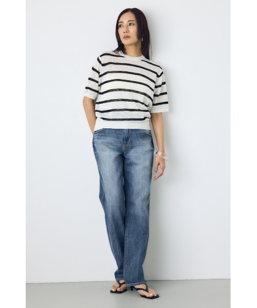 AZUL by moussy(アズールバイマウジー)の「【サイズ,身長別画像あり】AZUL DENIM センタープレスストレートデニム 体系カバー 美脚 細見え 足長(デニムパンツ・レディース・ブルー/ワンウォッシュ・24inch/25inch/26inch/27inch)」の15枚目の写真