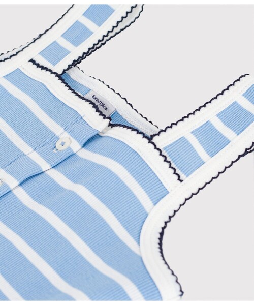 PETIT BATEAU(プチバトー)の「2×2リブ編みタンクトップ(タンクトップ・キッズ・ホワイト×ブルー・6YEAR/12YEAR)」の3枚目の写真