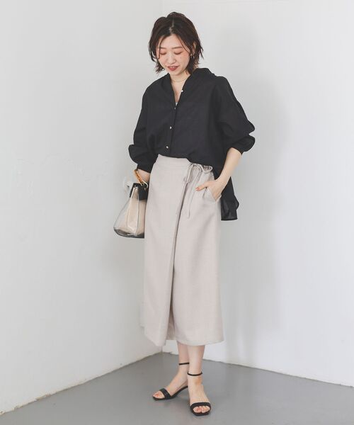 le.coeur blanc(ルクールブラン)の「≪洗える≫ラップライクスカート(スカート・レディース・ベージュ/ブルー・38/36)」の3枚目の写真