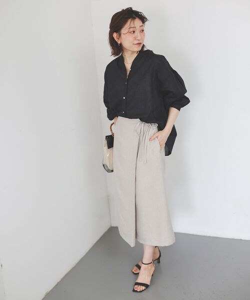 le.coeur blanc(ルクールブラン)の「≪洗える≫ラップライクスカート(スカート・レディース・ベージュ/ブルー・38/36)」の4枚目の写真