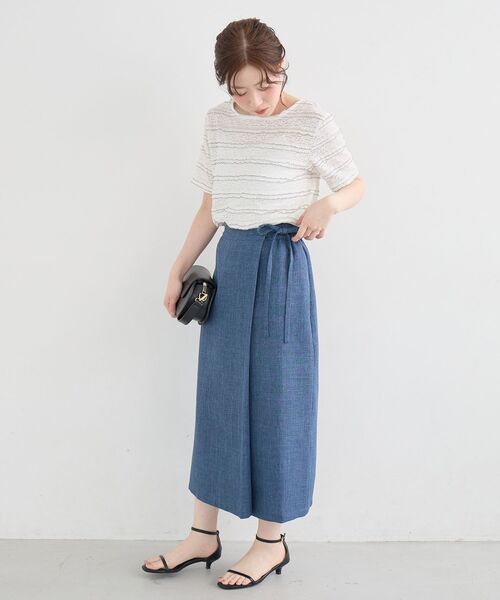 le.coeur blanc(ルクールブラン)の「≪洗える≫ラップライクスカート(スカート・レディース・ベージュ/ブルー・38/36)」の10枚目の写真