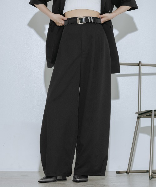 PAGEBOY（ページボーイ）の「【イージーケア/接触冷感/UVカット/セットアップ対応】シフトセットワイドパンツ（スラックス・レディース・ネイビー系/グレー系その他/ブラック・FREE）」の2枚目の写真