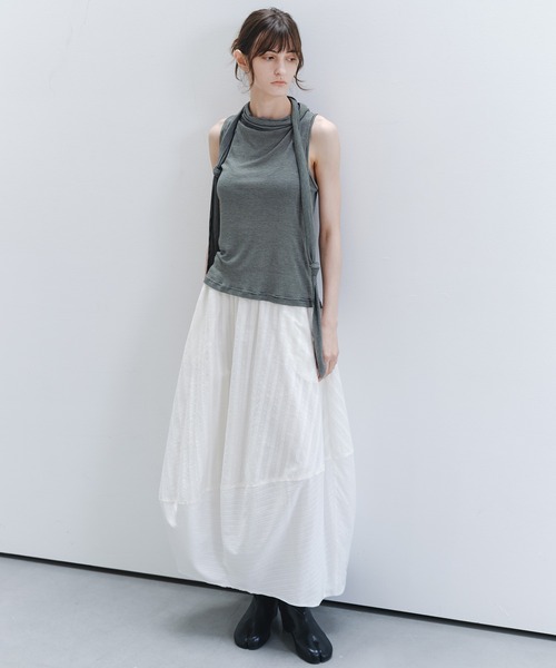 tageechita(タジチタ)の「【tageechita】テクスチャーミックス バルーンスカート(スカート・レディース・アイボリー/ライトブルー・L/M/S)」の4枚目の写真