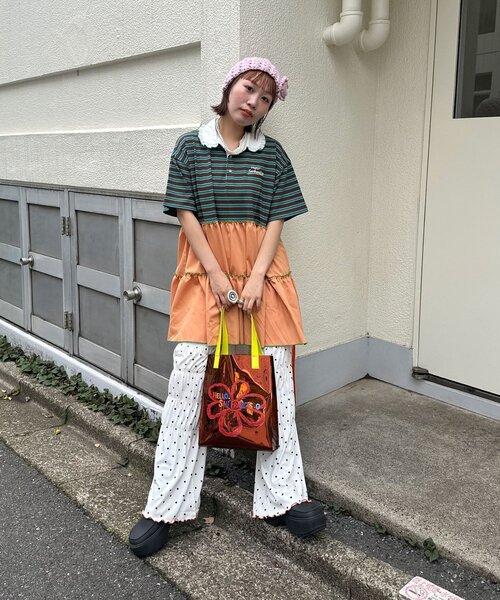 CIAOPANIC(チャオパニック)の「【HELLO.SANFRANCISCO/ハローサンフランシスコ】ドット巾着付きクリアバッグ(トートバッグ・レディース・グリーン/ブラウン・ONE SIZE)」の5枚目の写真