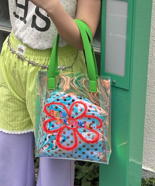 CIAOPANIC(チャオパニック)の「【HELLO.SANFRANCISCO/ハローサンフランシスコ】ドット巾着付きクリアバッグ(トートバッグ・レディース・グリーン/ブラウン・ONE SIZE)」の17枚目の写真