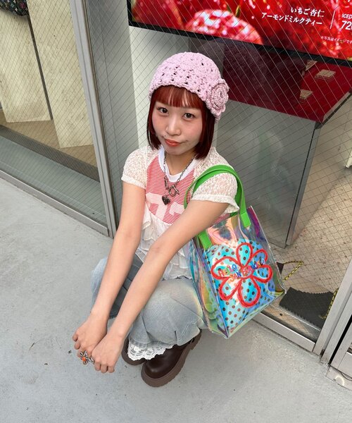 CIAOPANIC(チャオパニック)の「【HELLO.SANFRANCISCO/ハローサンフランシスコ】ドット巾着付きクリアバッグ(トートバッグ・レディース・グリーン/ブラウン・ONE SIZE)」の18枚目の写真