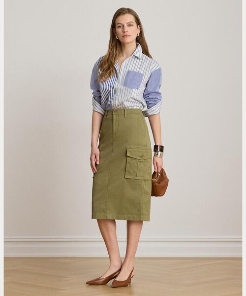 LAUREN RALPH LAUREN(ローレン ラルフ ローレン)の「ストレッチ チノ カーゴ ペンシル スカート(スカート・レディース・グリーン系2・2/0/4/6/00)」の1枚目の写真