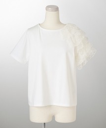 アシンメトリー フリルスリーブ Tシャツ HUIT