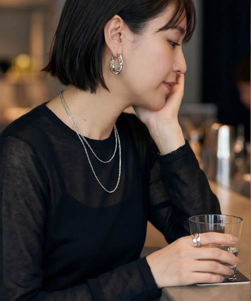 STYLE DELI（スタイルデリ）の「【DELI by】ステンレススチールウェーブピアス（ピアス（両耳用）・レディース・ゴールド/シルバー・FREE）」の5枚目の写真