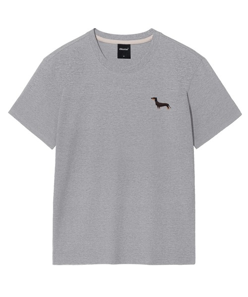 OKSTAR（オクスター）の「ダックスフント刺繍半袖（Tシャツ/カットソー・レディース・ホワイト/ブラック/ダークグレー/グレー/ネイビー/ベージュ/ダークグリーン/チャコール/ダークブルー/クリーム/ライトグレー/ライトベージュ/カーキ・SMALL/LARGE/MEDIUM/X-LARGE/2XL/3XL/4XL）」の4枚目の写真