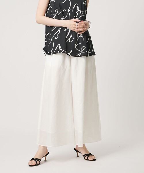 UNITED ARROWS(ユナイテッドアローズ)の「ギャザー フレアパンツ ‐ウォッシャブル‐(その他パンツ・レディース・ダークブラウン/オフホワイト/ターコイズブルー系・38/36)」の1枚目の写真