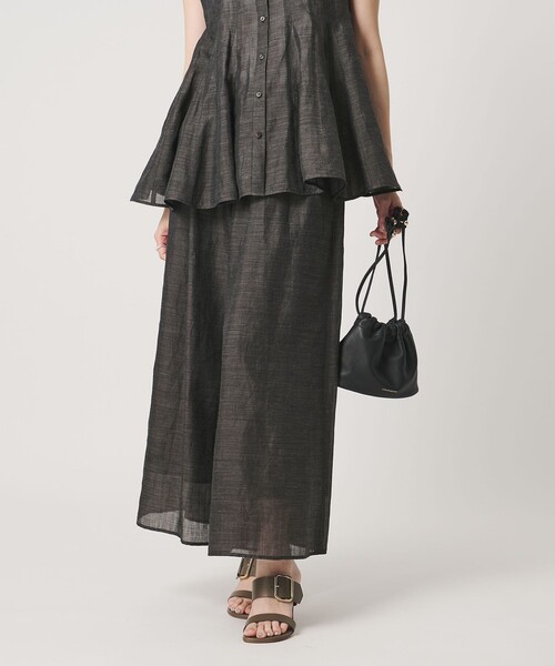 UNITED ARROWS(ユナイテッドアローズ)の「ギャザー フレアパンツ ‐ウォッシャブル‐(その他パンツ・レディース・ダークブラウン/オフホワイト/ターコイズブルー系・38/36)」の4枚目の写真