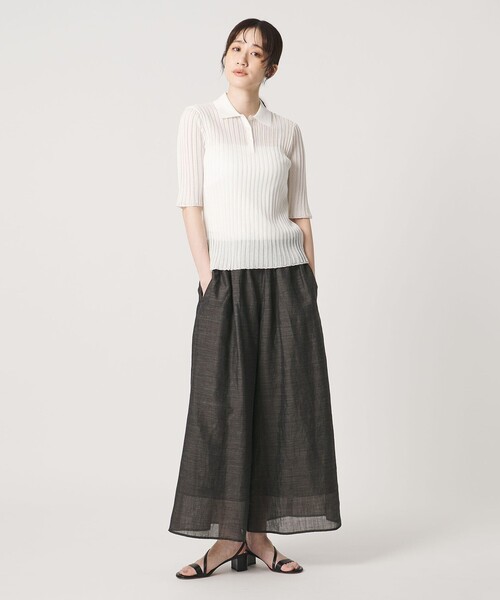 UNITED ARROWS(ユナイテッドアローズ)の「ギャザー フレアパンツ ‐ウォッシャブル‐(その他パンツ・レディース・ダークブラウン/オフホワイト/ターコイズブルー系・38/36)」の7枚目の写真