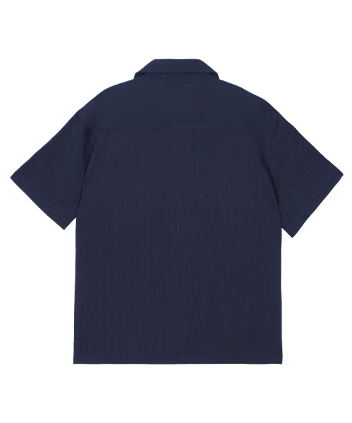 MAKEITTO(メイキット)の「ミニマルオープンカラー半袖シャツ_ネイビー(シャツ/ブラウス・メンズ・ダークネイビー・MEDIUM/LARGE/X-LARGE/XX-LARGE)」の4枚目の写真